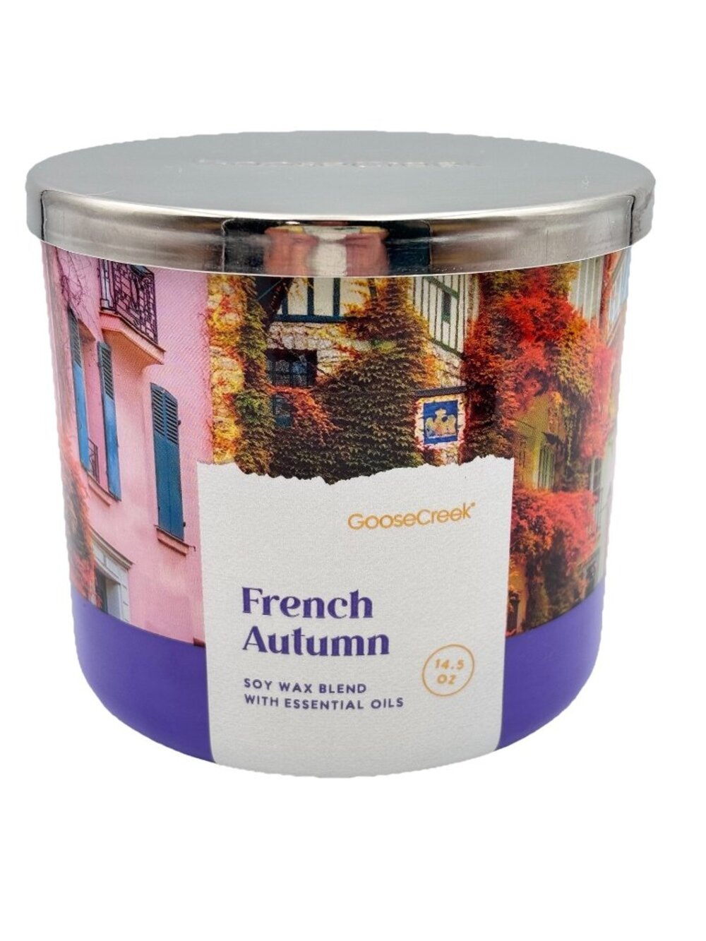 Goose Creek French Autumn 3 Wick Candle 14.5 oz Fall Plum Amber Woods Purple